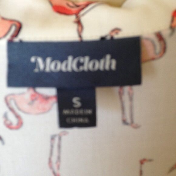 Anthropologie | Modcloth Linen Blend Flamingo Top Small - Picture 6 of 8